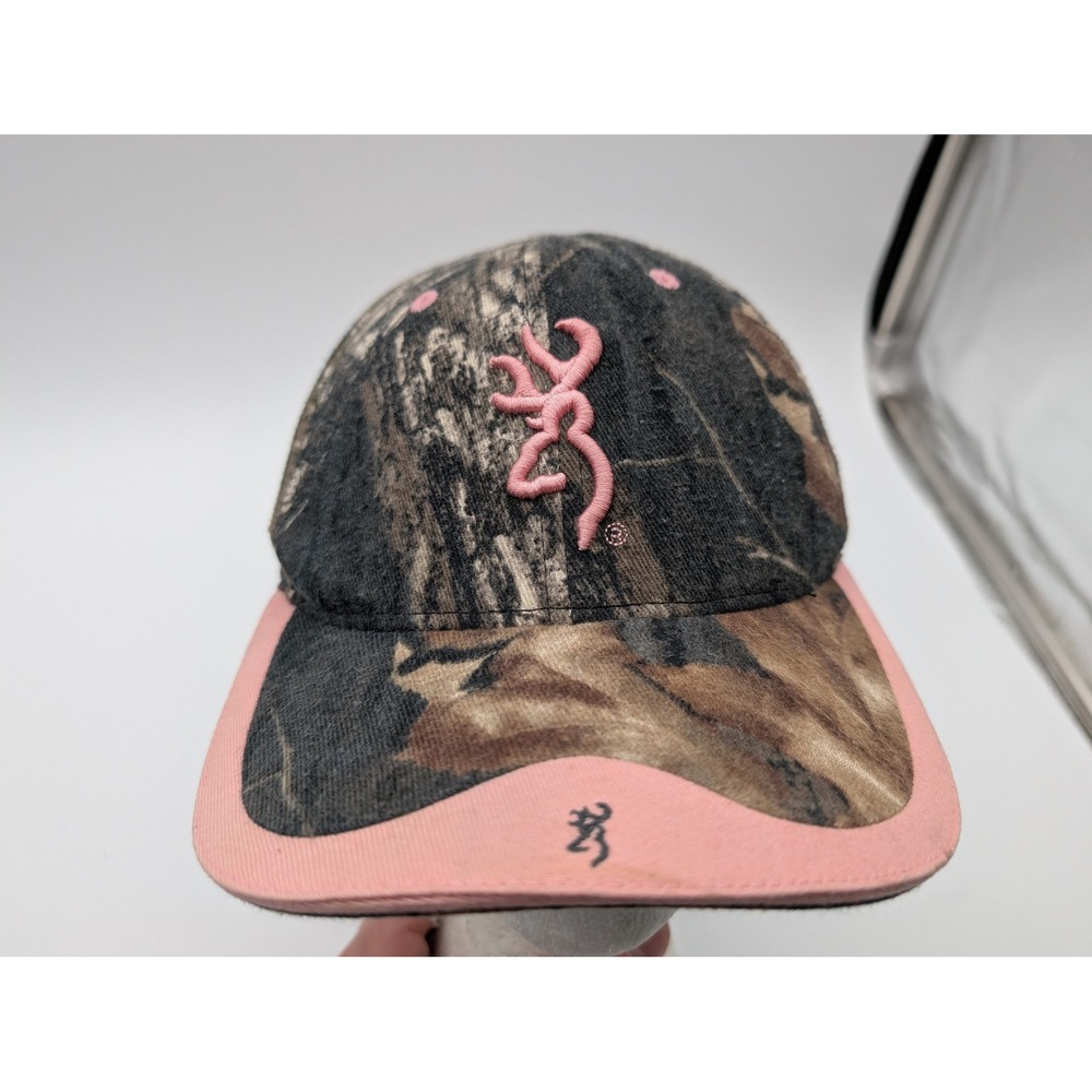 Browning Camo Pink Buckmark Logo Adjustable Baseball Cap Hat Womens Camouflage